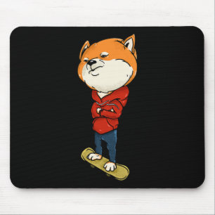 Skater Shi Inu - Funny Skating Japanese Shibe Dog Mouse Pad