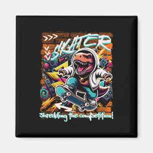 Skater Shredding The Competition! Kids Funny T-rex Magnet