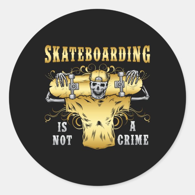 Skater Skateboard Skate Skateboarding Gift Idea Classic Round Sticker (Front)
