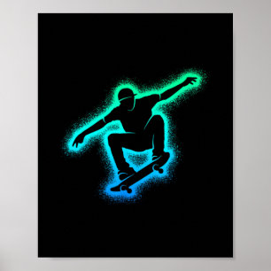 Skater Skateboard Skateboarder Men Kids Boys Skate Poster