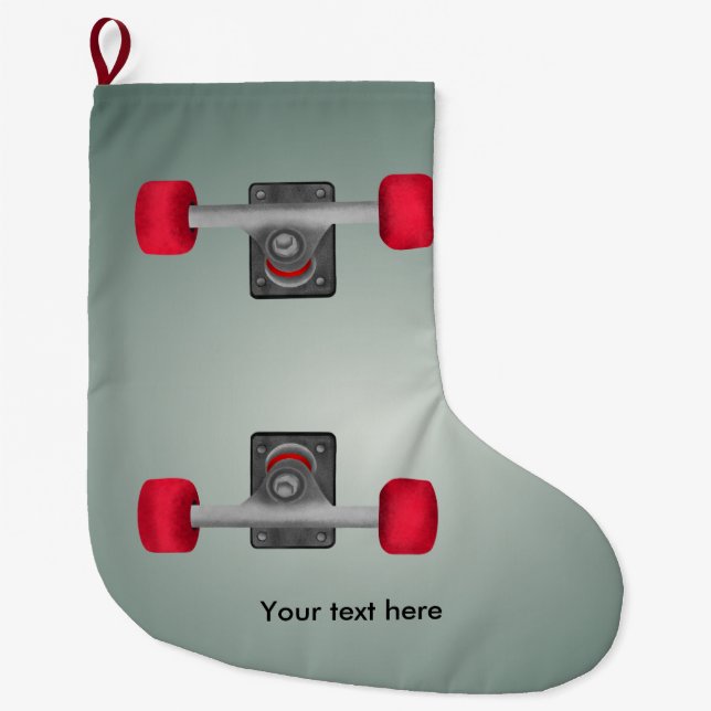 Skater Skateboard Skateboarding Wheels and Trucks Large Christmas Stocking (Front)