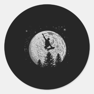 Skater Skateboarder Skateboard Moon Skateboarding  Classic Round Sticker