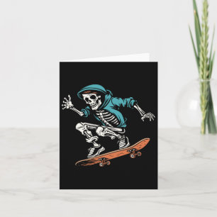 Skater Skeleton Halloween Skateboarder Men Card