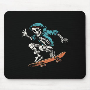 Skater Skeleton Halloween Skateboarder Men Mouse Pad