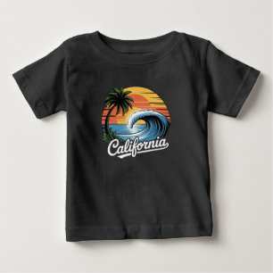 Skater SkullTropical Sunset Retro Punk Island Wave Baby T-Shirt
