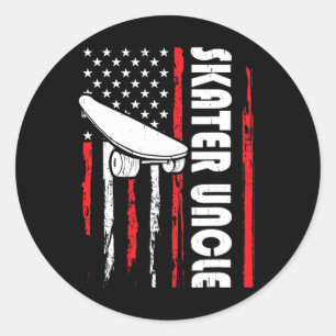 Skater Uncle Funny Skating Skateboarding Dude Us F Classic Round Sticker