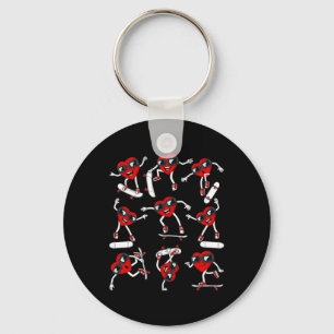 Skater Valentines Day Heart Riding Skateboards Boy Key Ring