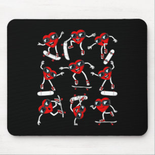 Skater Valentines Day Heart Riding Skateboards Boy Mouse Pad