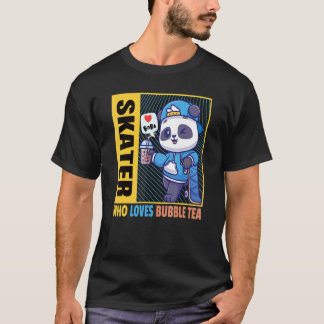 Skater Who Loves Bubble Tea Bubbles Boba Drink cos T-Shirt