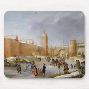 Skaters and Kolf Players Outside City of Kampen Mouse Pad