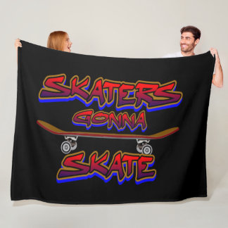 Skaters Gonna Skate Skateboard Red Blue Graffiti   Fleece Blanket