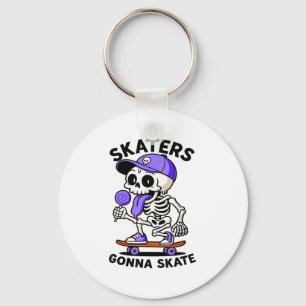 Skaters Gonna Skate, Skateboarding Skeleton Lolli Key Ring