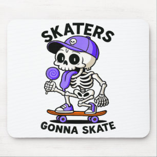 Skaters Gonna Skate, Skateboarding Skeleton Lolli Mouse Pad