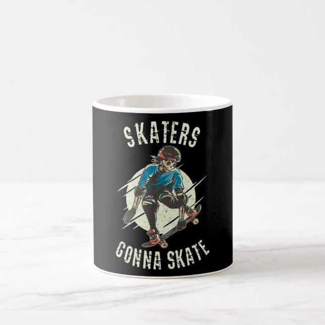 Skaters gonna Skate Skeleton Skateboarder Coffee Mug (Center)