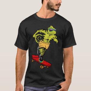 Skaters Having Fun Cool Chameleon Skateboard  For  T-Shirt