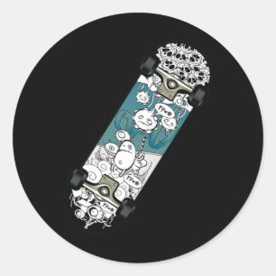 Skaters Having Fun Pro Skateboarding Gifts For Tee Classic Round Sticker