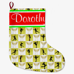 SKATING ANGEL PERSONALIZED CHRISTMAS STOCKING