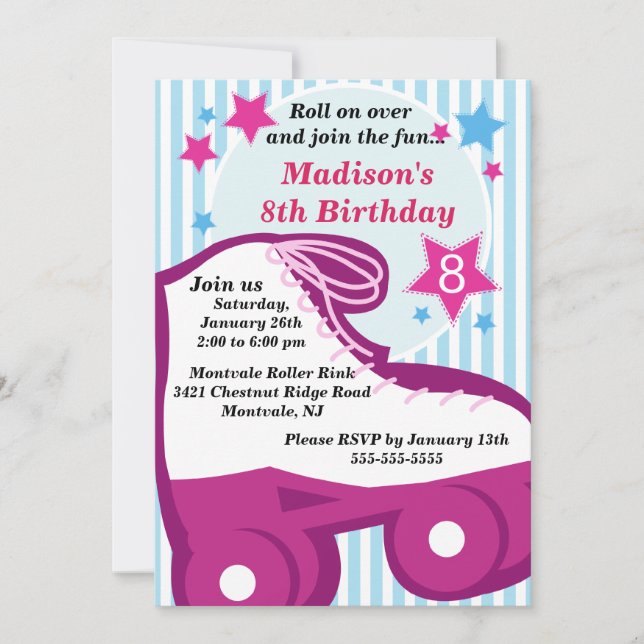 Skating Birthday Party Invitation (Front)
