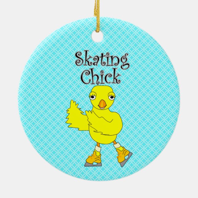 Skating Chick Text Ceramic Ornament (Back)