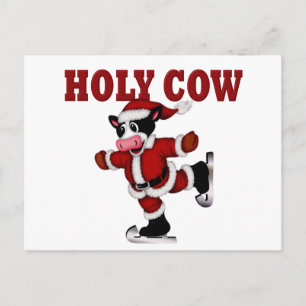 Skating Christmas Holy Cow Holiday Postcard
