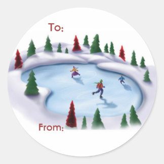 Skating Christmas Label