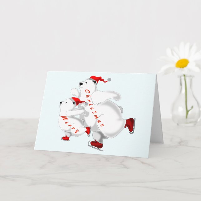 Skating Family Bears Christmas Card (Small Plant)