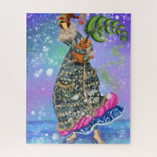 Skating Girl with Christmas Tree Winter Fairy Tale Jigsaw Puzzle