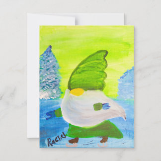 Skating Gnome Holiday Card