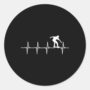 Skating Heartbeat Gift For Skaters And Skateboarde Classic Round Sticker