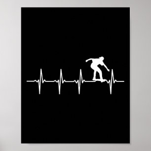 Skating Heartbeat Gift For Skaters And Skateboarde Poster