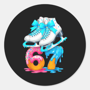 Skating Ice Cream Drip Number 67 Player 67th Birth Classic Round Sticker