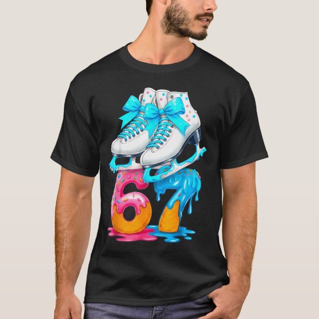 Skating Ice Cream Drip Number 67 Player 67th Birth T-Shirt (Front)