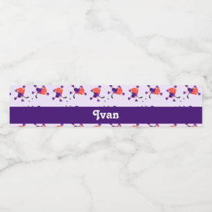 Skating ice hockey player pattern water bottle label