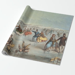 Skating in Central Park, New York Wrapping Paper