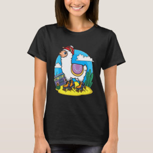 Skating Lama Roller Skater Lover Retro Llama Llama T-Shirt