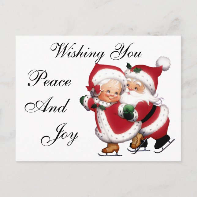 Skating Mr. & Mrs. Claus Postcard (Front)