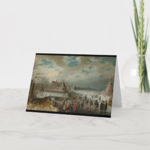 Skating on Frozen Amstel River Holiday Card