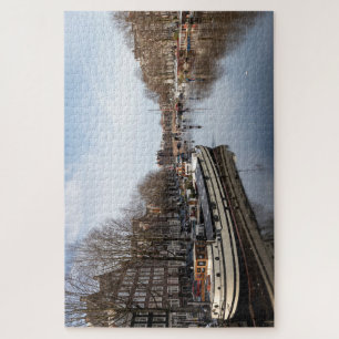 Skating on the canals of Amsterdam Winter 2021 Jigsaw Puzzle