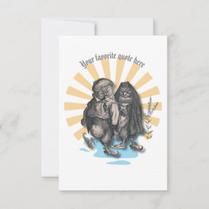 Skating Owls Retro Style Nostalgic Design Thank You Card