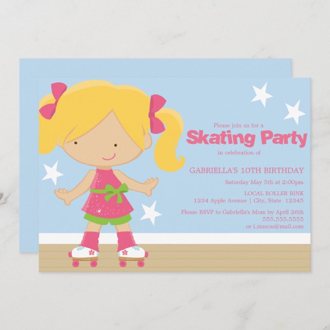 Skating Party | Birthday Party Invite (Front/Back)