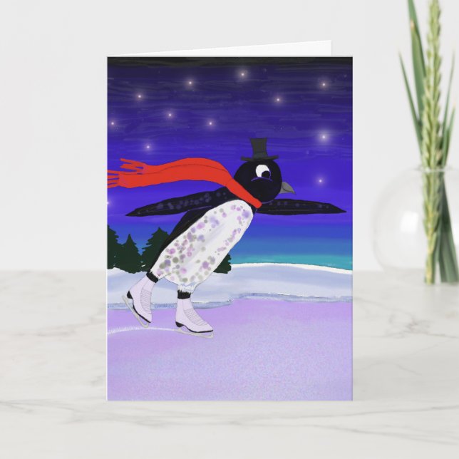 Skating Penguin Holiday Card (Front)