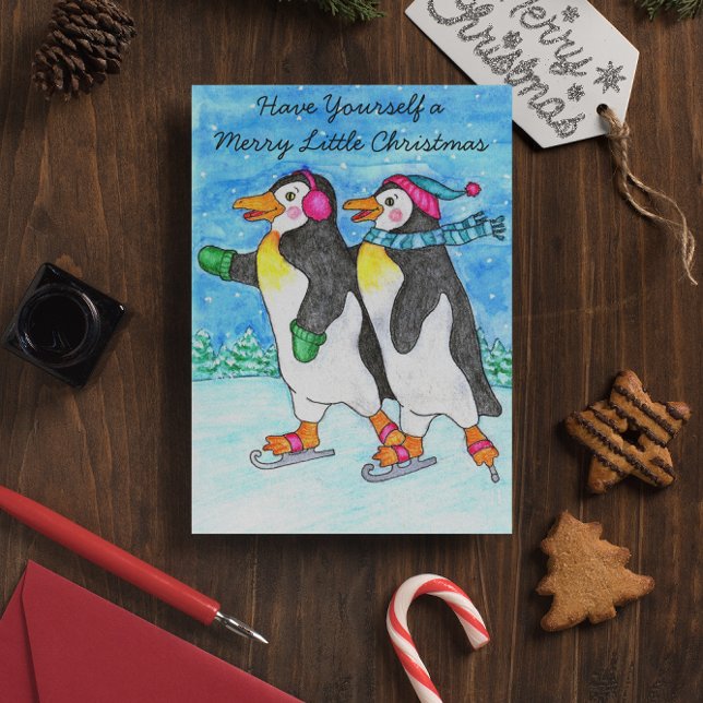 Skating Penguins Christmas Card (Creator Uploaded)
