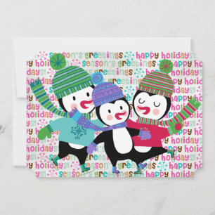 Skating Penguins Christmas Holiday Card