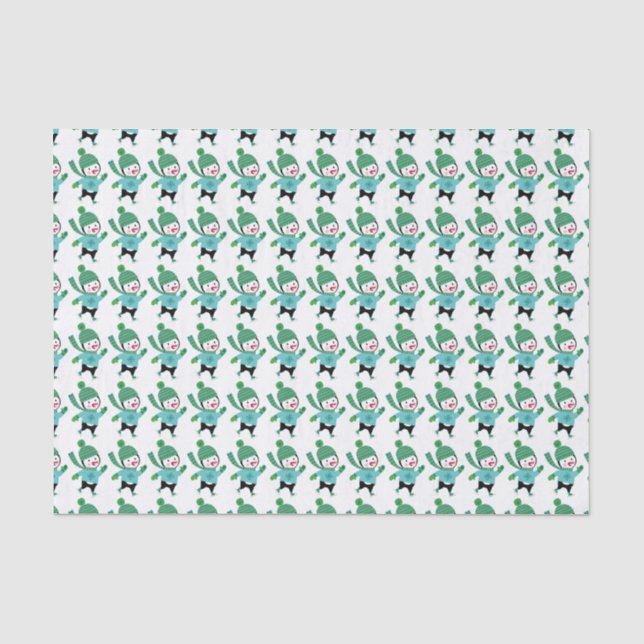Skating Penguins Holiday Tissue Paper (Front)