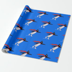 Skating Penguins Wrapping Paper