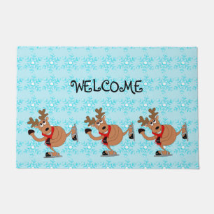 Skating Reindeer Doormat