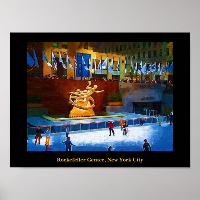 Skating Rink, Rockefeller Centre, New York City Poster (Front)