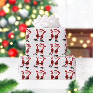 Skating Santa Claus Wrapping Paper