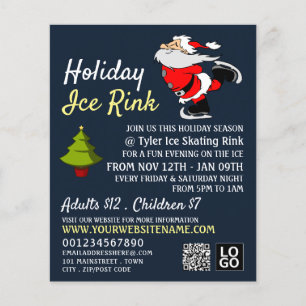 Skating Santa, Holiday Ice Rink, Festive Event Flyer