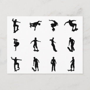 Skating skateboarder silhouettes postcard